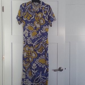 Cleobella Navy and Mustard Floral Midi Dress